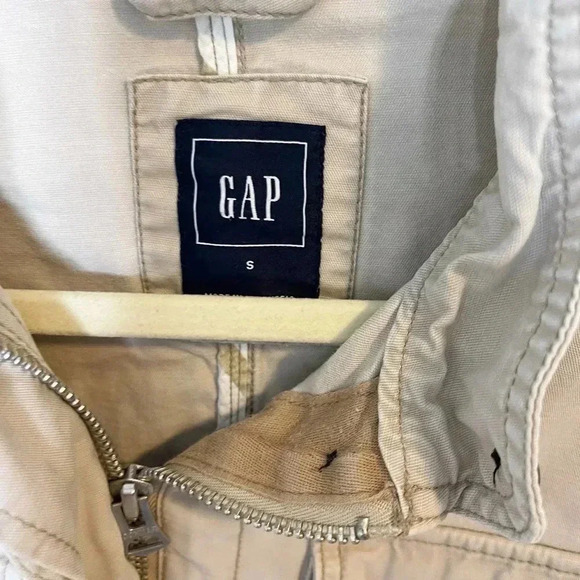 Gap Womens Cotton Collared Long Sleeve Full Zip Utility Jacket Coat Tan Small - Picture 5 of 10